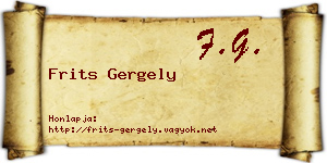 Frits Gergely névjegykártya